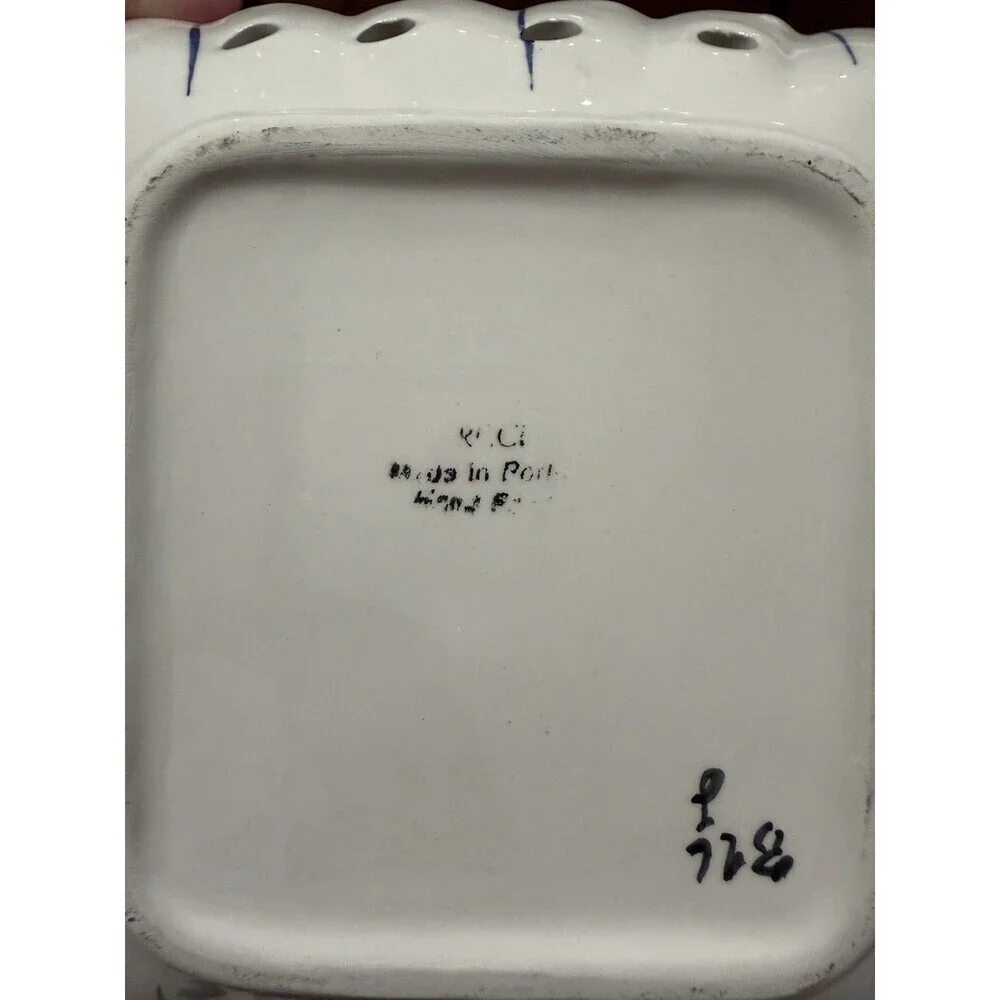 RCCL Portugal Porcelain Hand Painted Square Basket w/ Braided Handle- Christmas